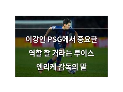 이강인 PSG에서 중요한 역할 할 거라는 루이스 엔리케 감독의 말